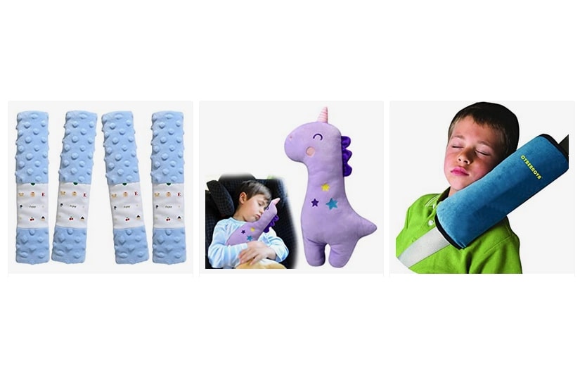 IBLUELOVER Housse de Ceinture de Sécurité Amovible Couverture de Sangle de Sécurité Coussin D'épaule Voiture Motif Mignon Coussin de Ceinture de Sécurité Protège Epaule Cou Tête pour Enfants Adultes 